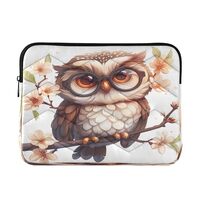 Cute Chibi Owl Wearing Glasses Computer Sleeve, 13 Inch Laptop Sleeve, Quilted Laptop Sleeve, Laptop