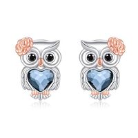 Crystal Owl Stud Earrings Sterling Silver Owl Jewelry Cute Animal Earrings Gifts for Women