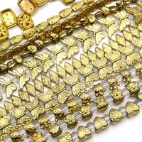 Beadlanta| Gold Finish Pewter Beads - 7-8" Strand- Owl beads, Bullseye Triangle, Butterfly, Dot