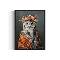 Flower Head Wall Art Print Poster, Kimono Bathroom Dressing Room Decor Posters Prints for Restroom H