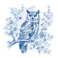 Owl Blue Chinoiserie Toile de Jouy Vinyl Decal Sticker UV & Water Proof Gift Laptop Car Bumper W