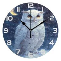 ALAZA Owl Snow Moon Wall Clock Non Ticking Decorative Desk Clock for Bedroom Kitchen Living Room Sch
