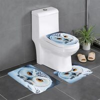 njkhbolk Snowy Owl Eyes Print Bathroom Rugs and Mats Set 3 Piece,with U-Shaped Contour Rug Toilet Li