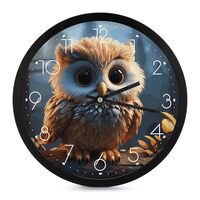 FZQVSGW Silent Wall Clock Cute Owl Non-Ticking Decorative Clock Glass Mirror + Light Luxury Body 10-