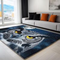 Washable Rug 2x3 ft Area Rug Moon Starry Owls, Living Room Non Slip Carpet, Machine Washble Soft Low
