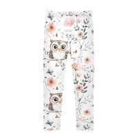 JUNZAN Cartoon Sweet Owls White Big Girls Leggings Stretchy Girls Capri Leggings Taekwondo 4T
