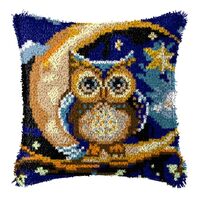 LAPATAIN Latch Hook Kits for Adults,Owl Pattern Color Printed Canvas DIY Throw Pillow Cover,Beginner