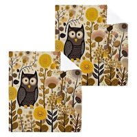 Haskirky Washcloths 4 Pack Vintage Owls Cotton Wash Cloths - 12 x 12 Inches Highly Absorbent Soft Fa