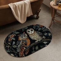 ZHUZHISHAN Two Owls Super Absorbent Quick-Drying Bathroom Mat Rug, Rubber Non-Slip Bottoms, Easy to 