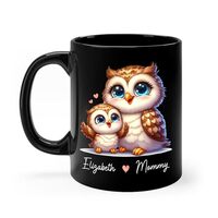 Personalized Owl Coffee Cup Gifts for Mama Mom Mother, Customized Names Mom and Baby Owl Ceramic Mug