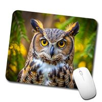 Great Horned Owl Raptor Bird of Prey Low Profile Mouse Pad Mat