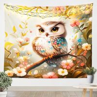 Floral Owl Tapestry for Girls,Kawaii Owl Birds Tapestry for Bedroom Boho Flowers Print Tapestries Me