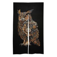 Steampunk Owl Novelty Doorway Curtain Printed Japanese Style Hanging Tapestry for Door Kitchen Room 