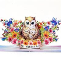 CUTPOPUP Owl Mama, Mothers Day Card Pop Up, 3D Birthday Greeting Card, Mother's Day Card for Wo