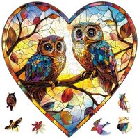 Ruikiyart Wooden Puzzles for Adults, 5MM 200 Pie ces Glass Owls Wooden Jigsaw Puzzles, Birds Unique 