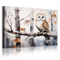 Vintage Owl Picture Wild Animal Paintings Snow Owl Wall Canvas Forest Animal Artwork Black and White