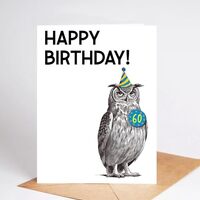 CoCray66 Funny 60Th Birthday Card! Card - Funny Owl Card - Funny Animal Birthday Cards - Birthday Ca