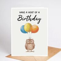 CoCray66 Have A Hoot Of A Birthday! Card - Funny Owl Card - Funny Animal Birthday Cards - Birthday C