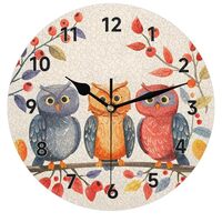 Hsnar Wall Clock Animal Bird Owl Wall Clocks Battery Operated 12 Inch Silent Non Ticking Clock Decor