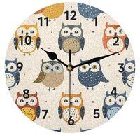 Hsnar Wall Clock Cartoon Owls Wall Clocks Battery Operated 12 Inch Silent Non Ticking Clock Decorati