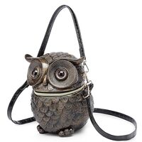 ZGRJSZDD Women Unique Novelty Crossbody Shoulder Bag Handbag Men PVC Halloween Owl Purse, Gold