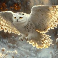 Cross Stitch Embroidery Kit, Snowy Owl Landing on Wind-Swept Branch, Cross Kits for Adults, Easy Cou