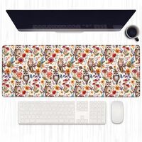 Ti Caldi Cute Owl Gaming Mouse Pad, Extended Desk Mat Computer Laptop Mousepad with Colorful Flowers