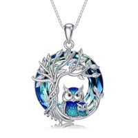 TOUPOP Owl Necklace for Women 925 Sterling Silver Tree of Life 2 Owls Family Pendant Jewelry Birthda