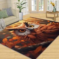 XBITUE Owl Rug 3x5 Owl Themed Area Rug Autumn Owl Rugs for Living Room Forest Owl Rugs for Bedroom O