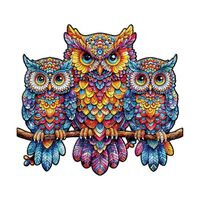 Puzzle for Adults Wooden Puzzles Owl Jigsaw Puzzles Irregular Shape Colorful Puzzle 145 Pieces 11.2&
