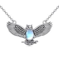 YFN Owl Necklace Sterling Silver Moonstone Bird Pendant Necklace Owl Jewelry for Women Gifts for Bir