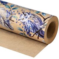 WRAPAHOLIC 30 Inch Jumbo Kraft Christmas Wrapping Paper - 30 Inch x 33 Feet - Owl Wrapping Paper Wil