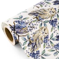 WRAPAHOLIC Kraft Christmas Wrapping Paper - Mini Roll - 17 Inch x 33 Feet - White Owls Wild Animal W