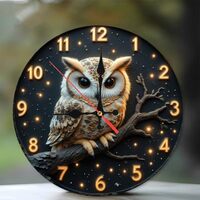 Owl Wall Clock Decorative Seafoam Green Design10-Inch Wooden Wall Clock, Silent Movement, Battery Op