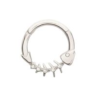 Pierced Owl 14-16GA 316L Stainless Steel CZ Crystal Lined Fishbone Hinged Segment Clicker Ring (1.6m