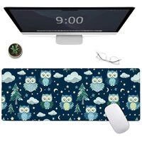 MYPOS Cartoon Owl Large Gaming Mouse Pad,Cute Bird Desk Mat,31.5x11.8x0.12in Extended Non-Slip Rubbe