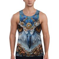 Men's Graphic Tank Tops Casual Sleeveless Shirts 3D Summer Tees - Ethnic Owl Cool Art