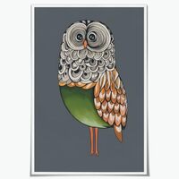 Golden Owl Canvas Wall Art Prints Funny Owl Poster Artwork Pictures Whimsical Home Decor Animal Wall