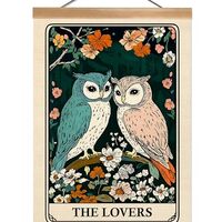 ZTGDA Tarot Card Wall Art Canvas Wall Decor Mystical Astrology Wall Art Boho Celestial Prints Lovers