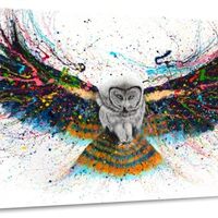 Elephant Stock - Hypnotic Twilight Owl Wall Art - Horizontal Canvas Wall Art - Living Room Wall Deco