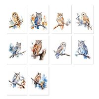 10 All Occasion Blank Note Cards with Envelopes Handmade Notecards 4x6 Watercolor Owls