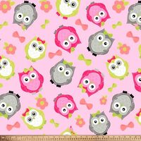 Pico Textiles 1 Yard - Owls Fleece Fabric - Sold by The Yard - Ideal for Sewing Projects, Scarves, N