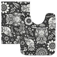 Msyxl Black White Owls Bathroom Rugs Set 2 Piece - Ultra Soft Bath Mat Non Slip Toilet Mat Absorbent