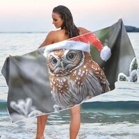 XYMZR Christmas Hat Owl Red Beach Towel Quick Dry Pool Towels 31" x 71" Sand Proof Absorbe