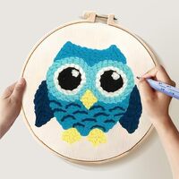 Perycomly Punch Needle Kit for Adults Beginner, Easy Owl DIY Punch Needle Embroidery Kit with Hoop, 
