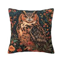 Ideeze William Morris Style Owl Throw Pillow Covers Soft Decorative Blue and Green Throw Pillowcases