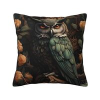 Ideeze William Morris Owl Forest Throw Pillow Covers Soft Decorative Blue and Green Throw Pillowcase