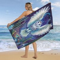 INSFBRB Watercolor Fantasy Owl Beach Towels Super Absorbent Quick Dry Fluffy,Abstract Galaxy Forest