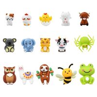 DanLingJewelry 15Pcs 15 Styles 3D Animals Silicone Beads Cattle Bee Frog Owl Elephant Spider Focal B