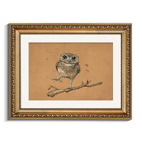 VIYYIEA Gold Framed Canvas Wall Art, Owl Art Print illustration, Farmhouse Country Decor, Cute Vinta